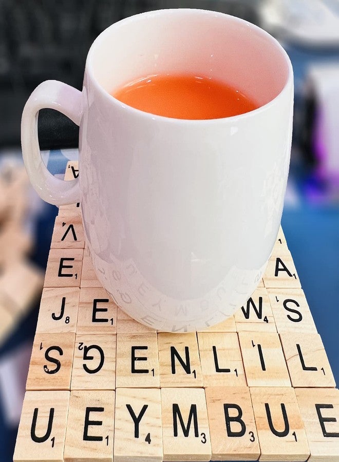 MYYZMY 200 Pcs Wood Letter Tiles, Wooden Tiles for Crafts DIY Wood Gift Decoration Making Alphabet Coasters - Image 5